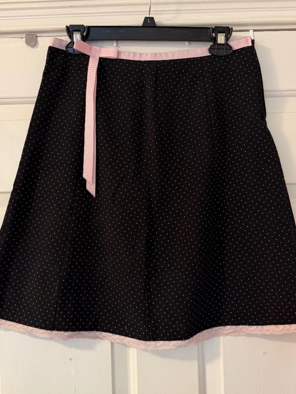 Vintage Joe Benbasset Polka Dot Mini Skirt Made in USA Women's Size 7 Black Pink